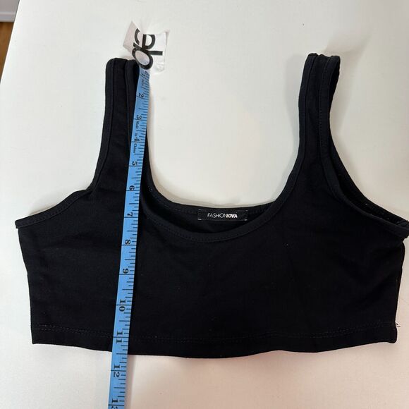 Fashion Nova Jet Black Stretch Square Neck Crop Tank Top Bralette Extra-Small XS - Picture 4 of 6